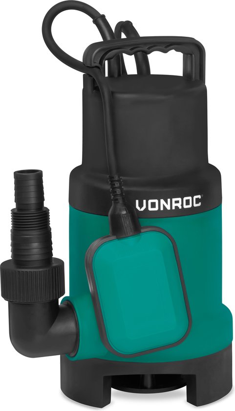 VONROC Pompe submersible - Pompe à eau sale - Pompe à eau - 900W - 16000 l/h - Pour eau sale et propre - Avec flotteur