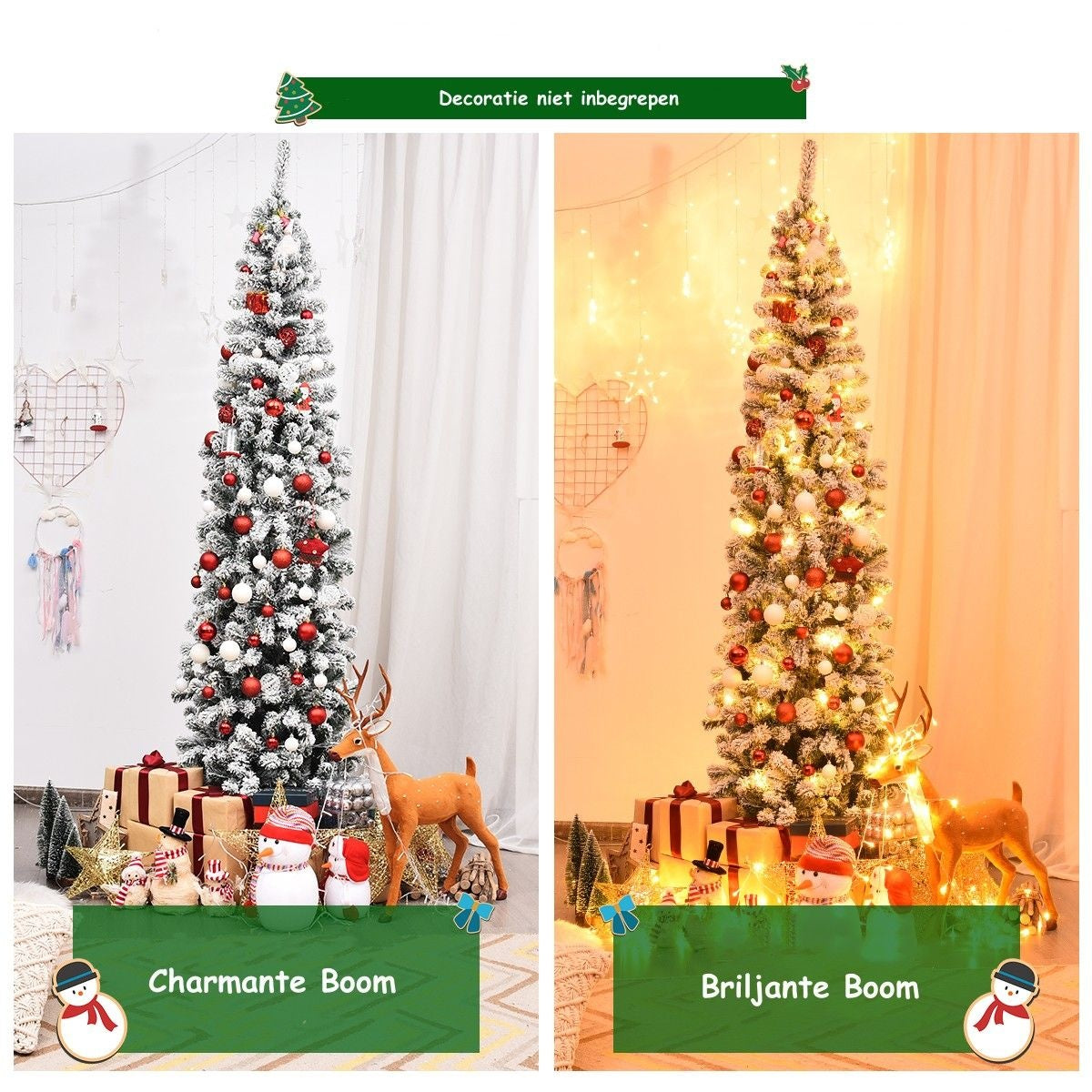 Coast - Crayon pour sapin de Noël - Avec neige, 350 LED et 641 branches - 225 cm - PVC/métal - Vert/Blanc chaud