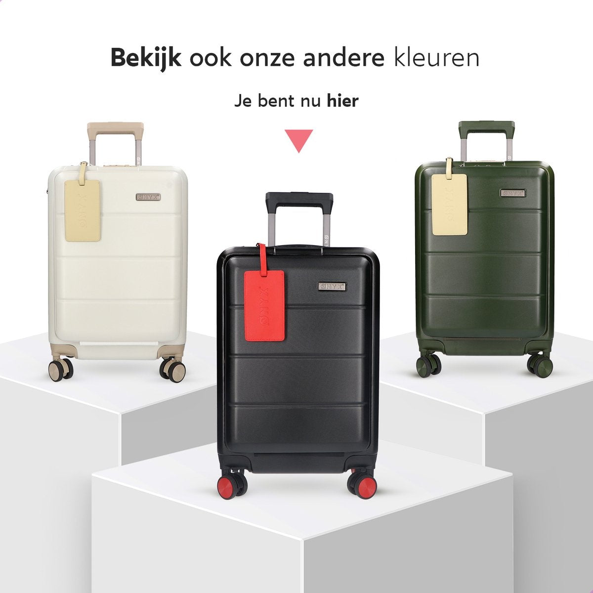 ONYX® - Bagage à main 35 L - Roues spinner - Trolley léger - Double serrure TSA - Poche avant pratique - 55 cm - Noir