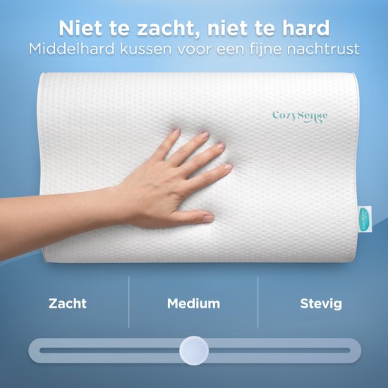 Oreiller ergonomique CozySense® - Oreiller réglable en mousse à mémoire de forme - Oreiller de sommeil en mousse à mémoire de forme - Dormir sur le côté, le dos et le ventre - Système à 3 couches - Orthopédique - Enveloppe en bambou