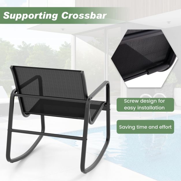 Coast 3-Piece Swing Set Balcony Set with 2 Chairs - 72x61x80 cm - Table - 44x44x40 cm - Black - Garden Furniture Set with Soft Swing Movement