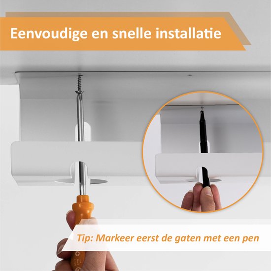 Stilemo Cable Tray Desk 2 Piece - Support de câbles 43 CM - Organisateur de câbles 5 KG Capacité de charge - Blanc
