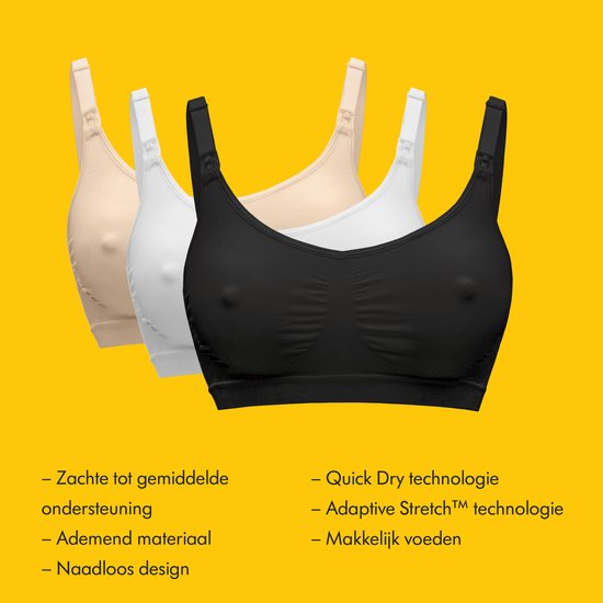 Soutien-gorge Medela Keep Cool - Soutien-gorge d'allaitement sans coutures - Soutien-gorge de grossesse avec 2 zones respirantes - Tissu Soft Touch - Blanc - Taille M