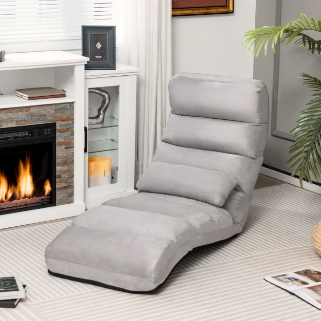 Chaise de sol pliable Coast - Faux cuir - Gris - 175x55x20 cm
