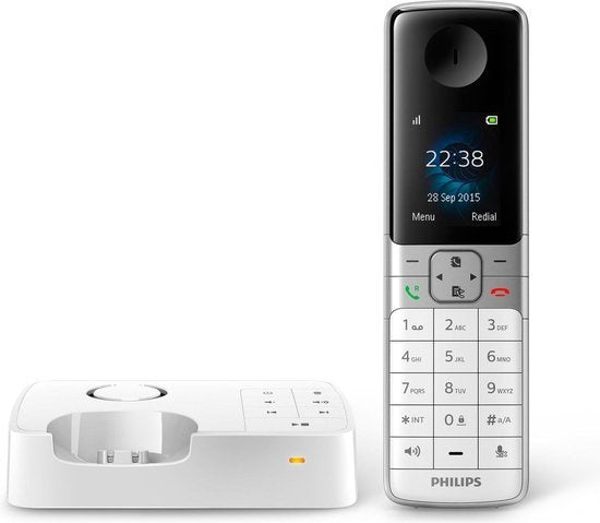 Téléphone sans fil Philips D6351W avec répondeur - Écran 1,8" - Répertoire jusqu'à 100 noms - Reconnaissance des numéros et verrouillage - Plug & Play - Blanc