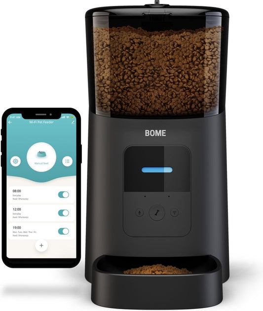 BOME Feeder - App et Audio - Mangeoire automatique pour chat ou chien - Mangeoire pour chat - Noir