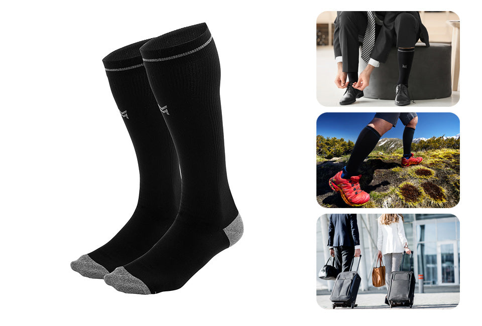 Chaussettes de compression Milanoro - 2 paires, respirantes et de soutien - Taille 35-38 - Noir