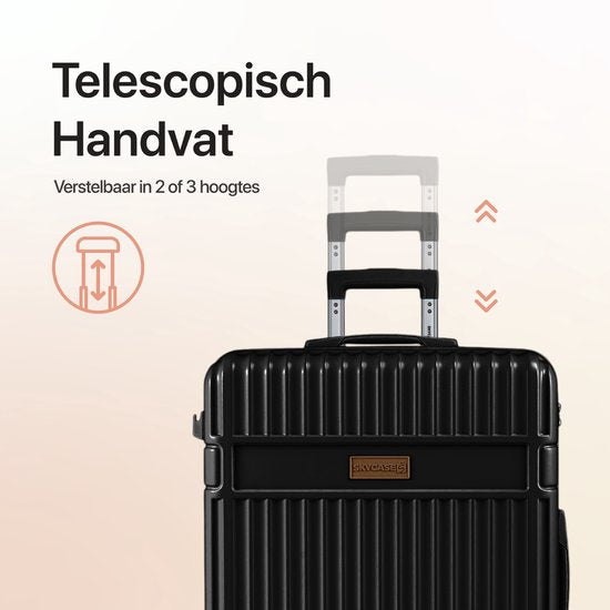 SKYCASES Classic Heritage - Grande valise de voyage - Serrure TSA - 76x52x30 cm - 100L - Valise roulante XL - Roues silencieuses à 360° - Légère - Trolley - Noir