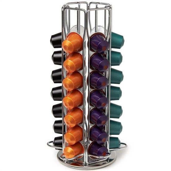 KitchenBrothers Porte-capsules - Nespresso - 42 Tasses - Pivotant - acier inoxydable
