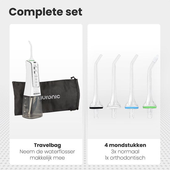Auronic Water Flosser 300 ml - 4 Attaches - Blanc