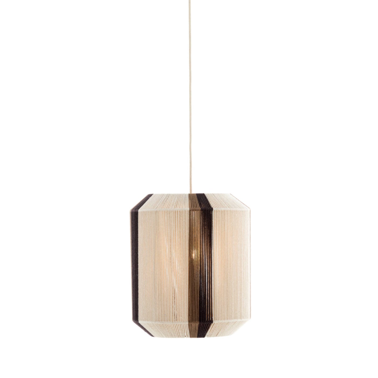 Suspension Light & Living Kozana – Ø 36 x 43 cm – Lampe en tissu élégante, couleur crème/marron foncé – Luminaire rond créant une ambiance chaleureuse pour le salon – Source lumineuse non fournie – E27