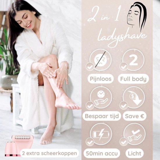 Rasoir féminin 2 en 1 + 2 têtes de rasage supplémentaires - Visage - Aisselles - Jambes - Maillot - Rasoir Femme - Epilateur électrique - Epilateur Femme - Tondeuse Femme - Zone intime Poils pubiens - Rasoir Féminin Bikini