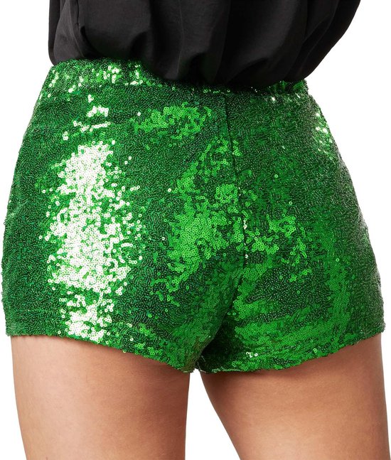 Dressforfun Short à paillettes vert XL - costume de déguisement halloween partywear carnaval partywear - 303904