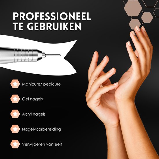 Beeperfect® Lime à ongles électrique Ultimate Edition - Moulin à ongles - Ensemble manucure et pédicure - Sans fil - Comprend 25 embouts, 100 rouleaux abrasifs et 5 accessoires - Avec pédale - 35000RPM