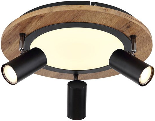 Globo - plafonnier - Kassu - noir naturel - métal - Ø 40 cm - LED - 67307D