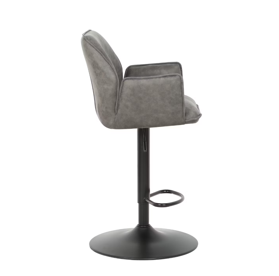 Duopack Tabouret de bar Jill - 2x Tabouret de bar Jill - 51 x 53 x 96-116 cm - Microfibre Anthracite