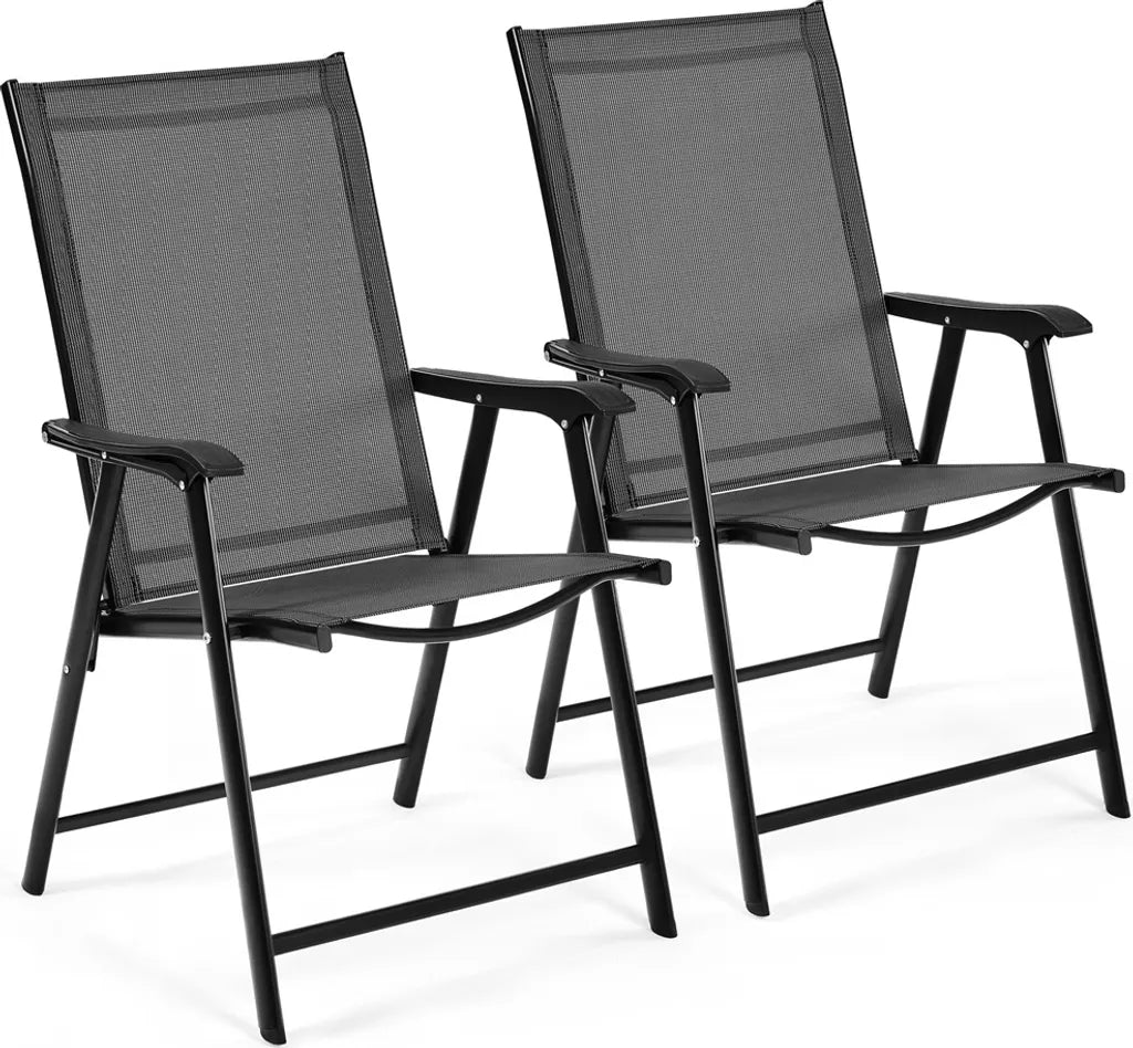 Yaheetech Garden Chairs Set of 2 - Black - Chaises pliables à haut dossier 54 × 57 × 93.5 cm - Capacité de charge maximale 150 kg