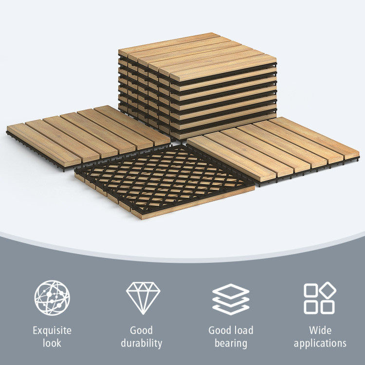 Coast Terrace Tiles Acacia Wood 30.5 x 30.5 x 2.5 cm (10 pièces) - Droit