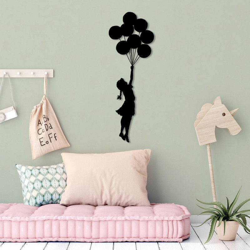 Wallity Wall Deco Banksy Décoration murale - Métal - 34 x 100 CM - Noir