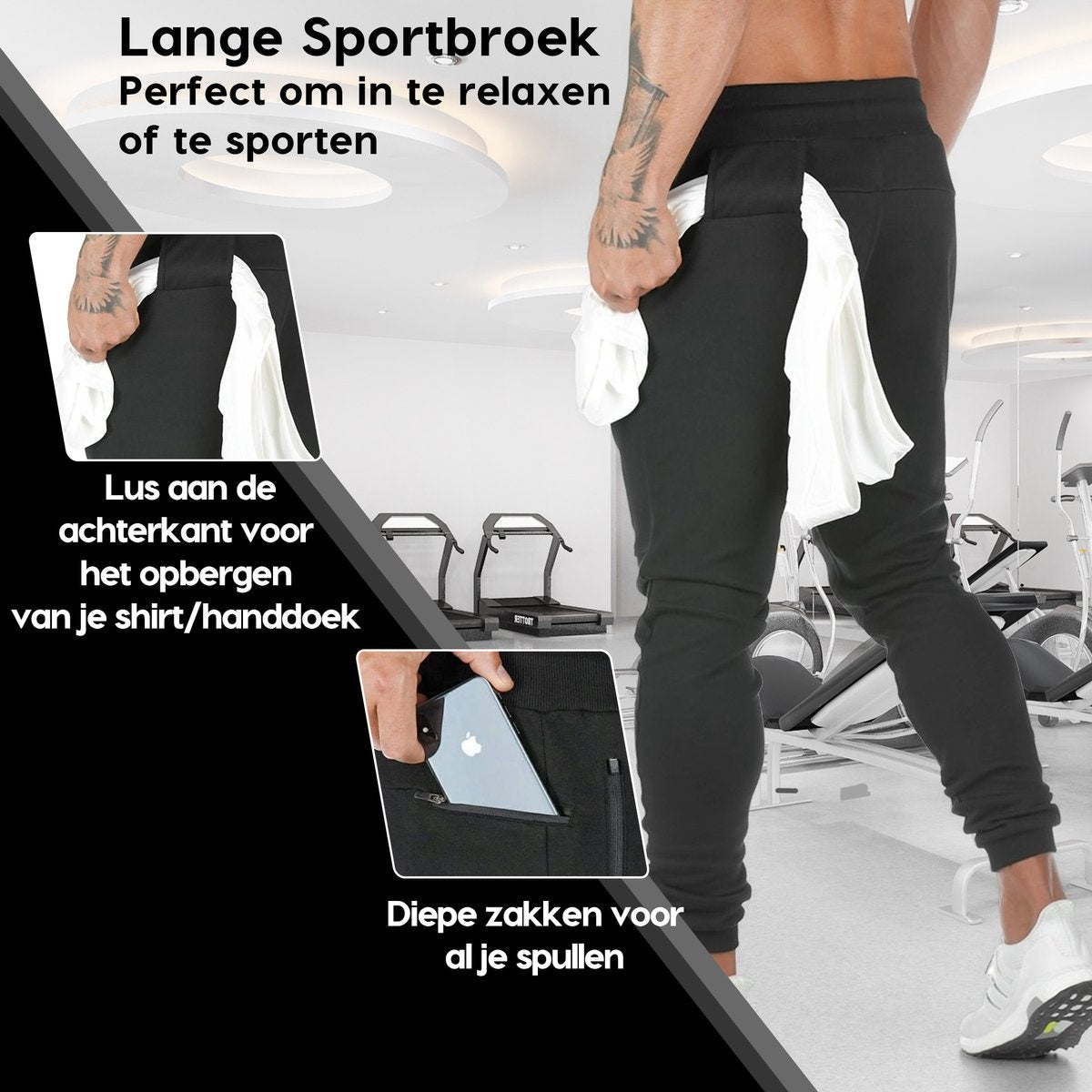 MW® - Pantalon de survêtement homme - Pantalon de survêtement homme - Pantalon de sport long - Pantalon avec poches - Taille L