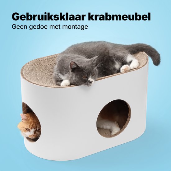 Jake and Jacky Scratching Cardboard for Cats - Maison pour chat en carton - Scratching Post en carton - Panier à gratter - Planche à gratter - Meuble à gratter - Tapis à gratter en carton - Panier pour chat - Lit pour chat - 60x34x34cm