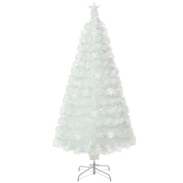 Sapin de Noël artificiel Costway de 150 cm avec 8 modes d'éclairage, LED blanc chaud et pommes de pin – CM25342DE