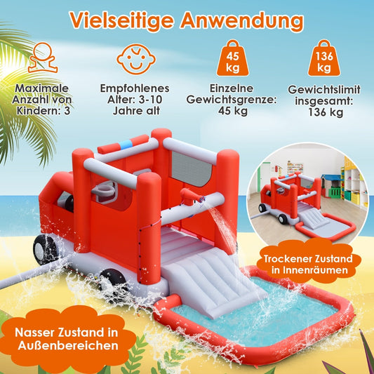 Toboggan aquatique pour enfants Coast dans le style des pompiers avec bassin à palettes 564 x 268 x 212 cm