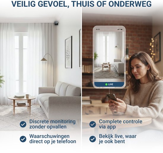 Caméra espion UPLY - Caméra cachée - Carte SD 64 Go - Mini caméra cachée - Caméra espion - Wi-Fi 1080p - Vision nocturne et détection de mouvement - Avec application - Sans fil - Petite caméra d'espionnage