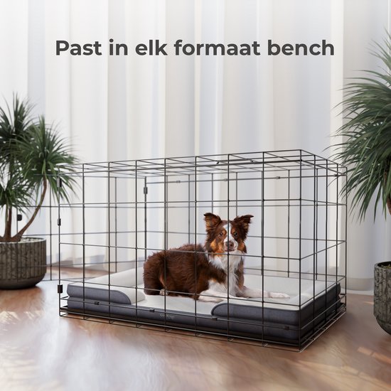 Lit orthopédique pour chien CozySense® - 90 x 54 cm - Taille L - Lit imperméable avec housse lavable - Peut servir de coussin pour cage - Blanc