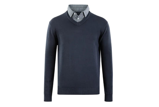 Pull-over à col chemise Milanoro pour homme - Noir - Taille S