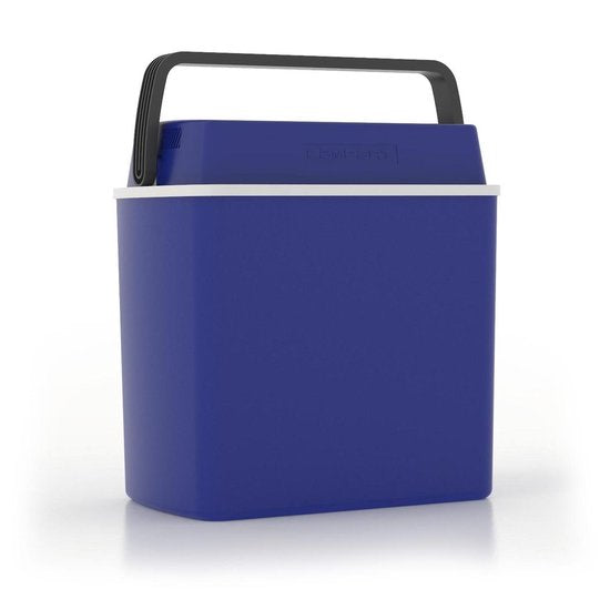 Campart Coolbox CB-8624 - Glacière 22 litres - Légère avec poignée - Système de refroidissement thermoélectrique - Avec prise 12V pour le voyage et la voiture - Convertible en prise 230V - Bleu