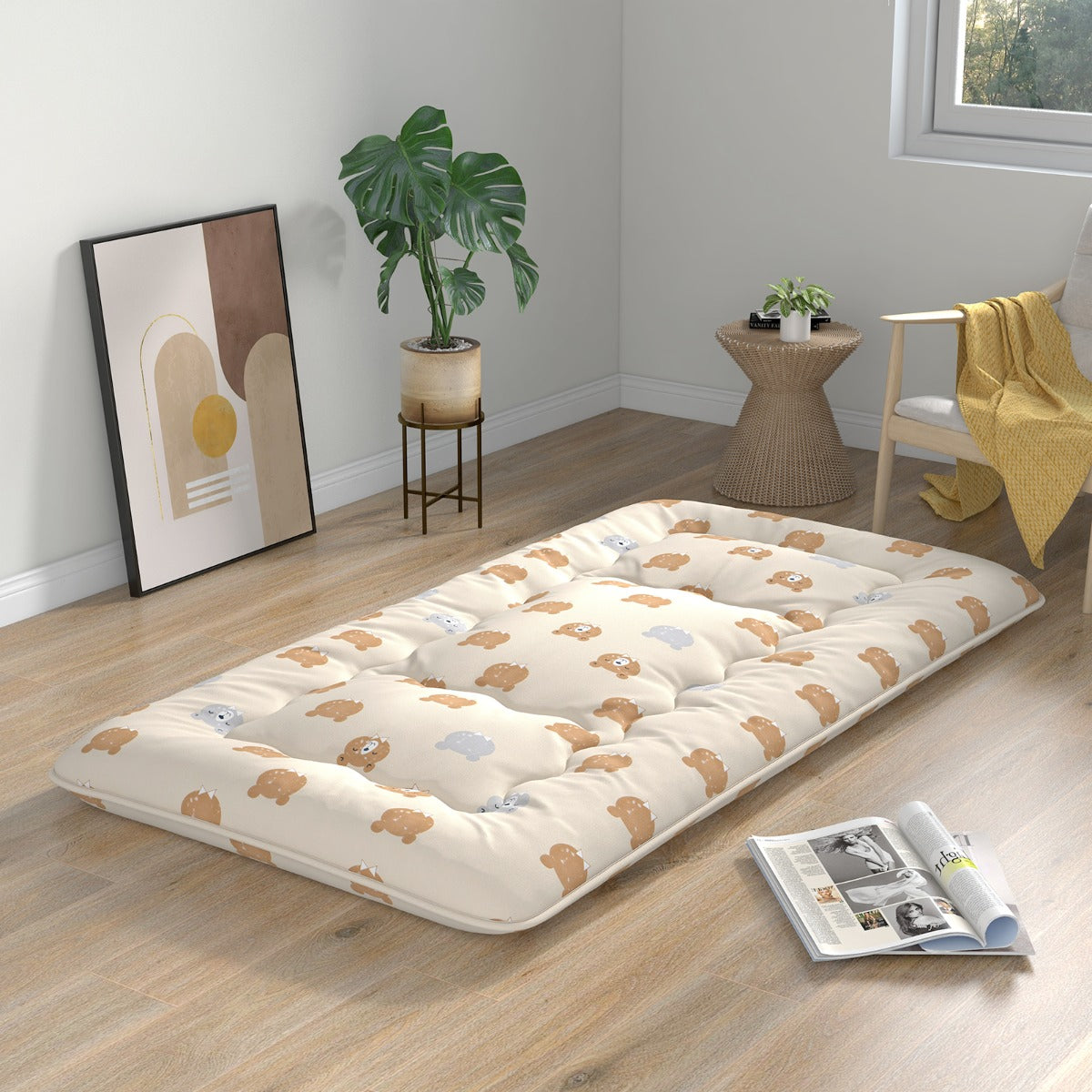 Matelas Futon Coast avec housse amovible et sac de transport - 90 x 200 cm - Crème