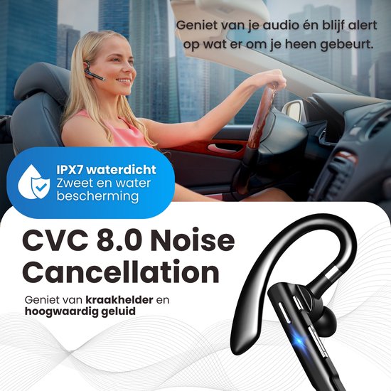 Otiume Wireless Headset - Noise Canceling - Including Charging Case - Bluetooth 5.0 - 100 hours - Waterproof - Bluetooth Headset - Hands-free Calling Auto Bluetooth - Work Earbuds - Earphones - Wireless Headset with Microphone - Office Earphones