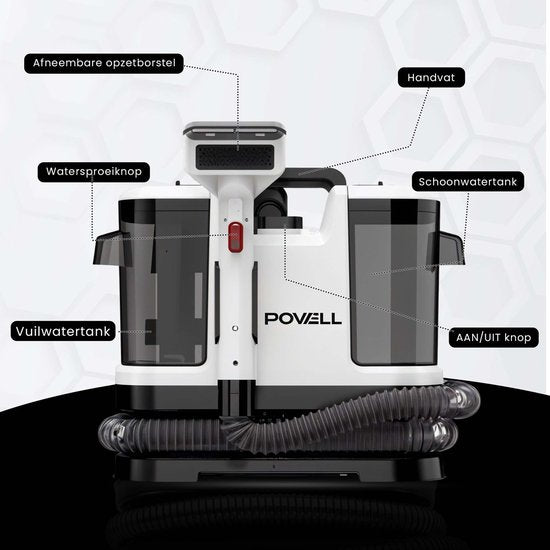 Powell Carpet Cleaner - Stain Cleaner - Sofa Cleaner - Furniture Cleaner - Carpet Vacuum Cleaner - Cleaning Machine - Carpet Cleaner - 450 Watt - White