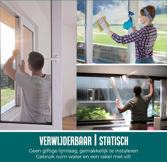 Homewell Film pour fenêtre HR++ 120x300cm - 99% de protection UV - Autocollant statique - Isolant - Transparent