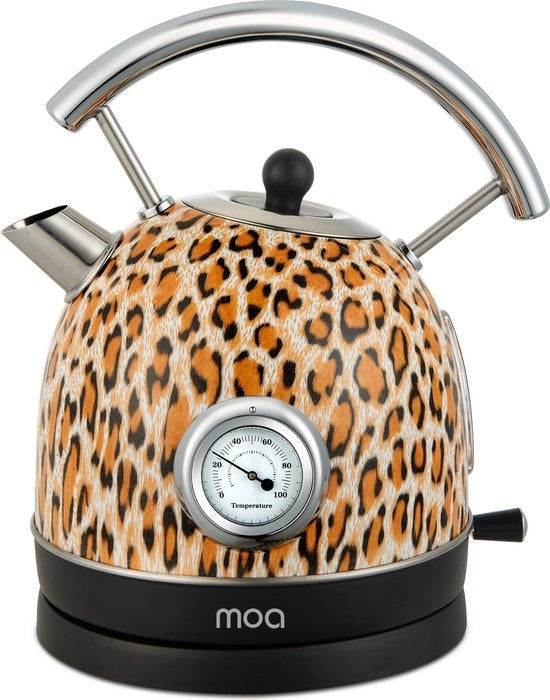 Bouilloire électrique - MOA - Retro - Acier inoxydable - Léopard