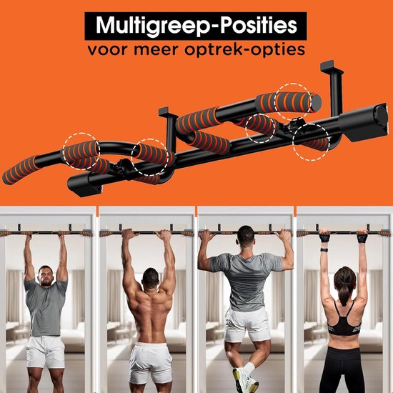 DH FitLife Barre de traction, cadres de porte sans vis, ne glisse pas avec positions multi-grip, barre de traction pour porte, barre de traction, barre de gymnastique, support de porte à suspendre, pour cadres de porte, 65-92 cm