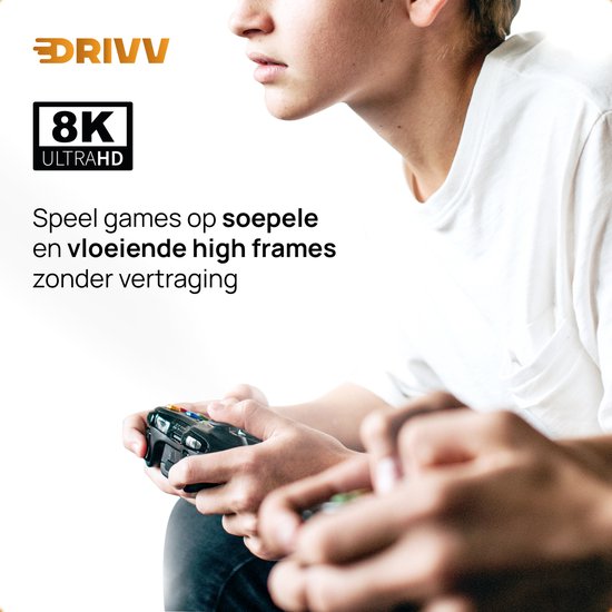 Drivv. Câble HDMI Premium 2.1 - Ultra HD High Speed 8K - HDMI vers HDMI - Convient à Xbox Series X & PS5 - 3 mètres - Orange