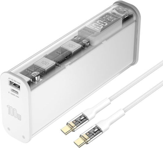 4smarts Lucid Block Powerbank 20,000 mAh - Chargeur rapide 100W - avec affichage numérique - convient pour charger les MacBook/Laptop - Charge rapide et Power Delivery - Blanc