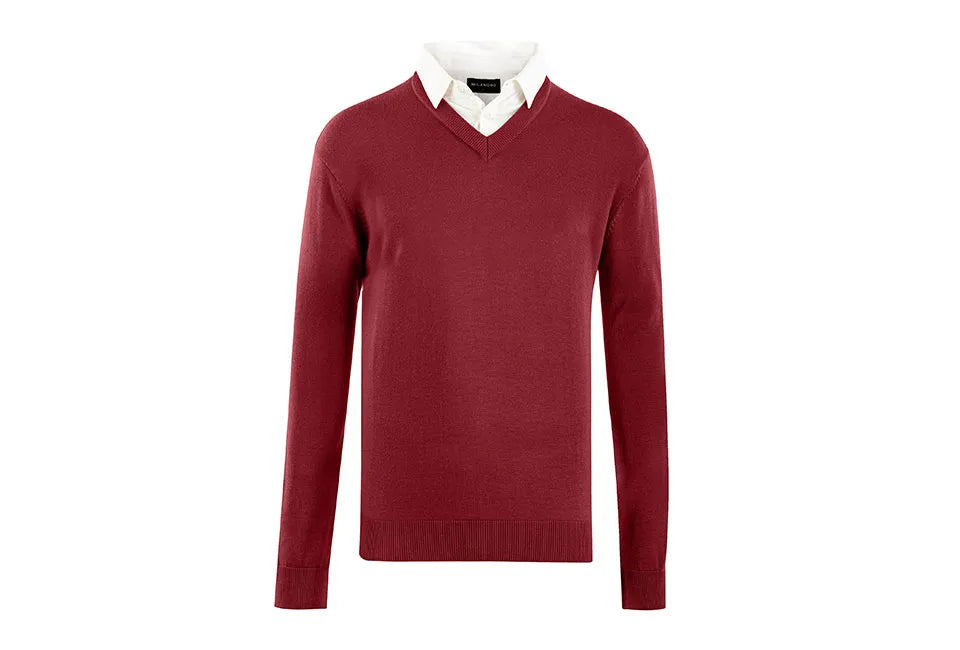Pull à col Milanoro pour hommes - rouge bordeaux - Taille L - Stylish & Comfortable