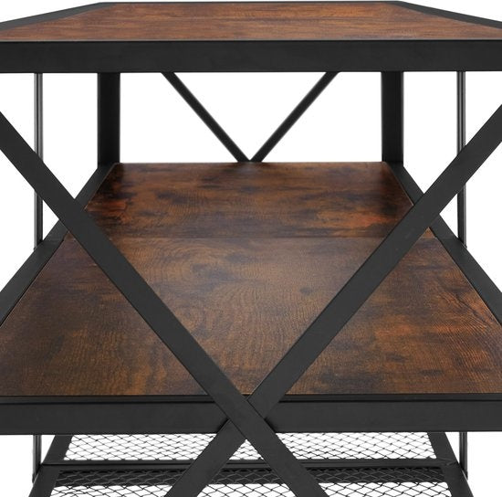 tectake - Meuble TV - Indianapolis - brun foncé industriel - 404543