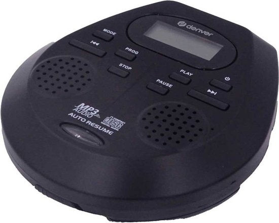 Lecteur CD et MP3 Denver Discman - Antichoc - Haut-parleurs intégrés - Ecouteurs inclus - CD, CD-R, CD-RW, MP3, écran LCD - DMP395 - Noir