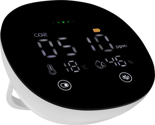 Smartwares FGA-13950 Moniteur de qualité de l'air - CO₂, dioxyde de carbone, température et humidité - Capteur et batterie de 10 ans - Indication de couleur LED, alarme de ventilation - Pour la maison, le bureau, la chambre à coucher, l'école, l'environne