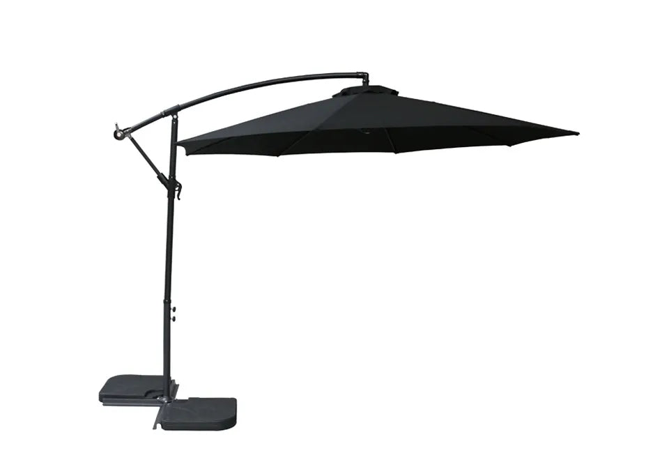 Hortensus Parasol suspendu élégant 270 cm en noir - Parasol flottant de luxe pour table ou salon