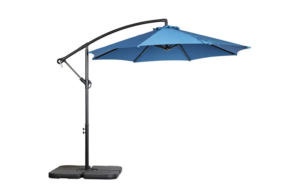 Hortensus Parasol suspendu élégant 270 cm en bleu - Parasol flottant de luxe pour table ou salon