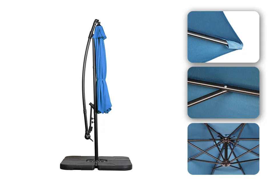 Hortensus Parasol suspendu élégant 270 cm en bleu - Parasol flottant de luxe pour table ou salon