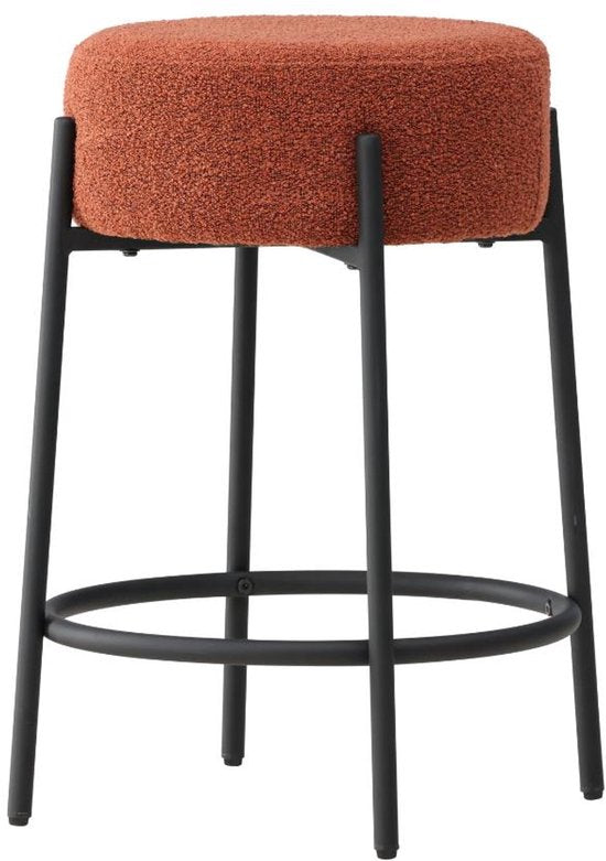 Tabouret de bar Tucson bouclé rouge