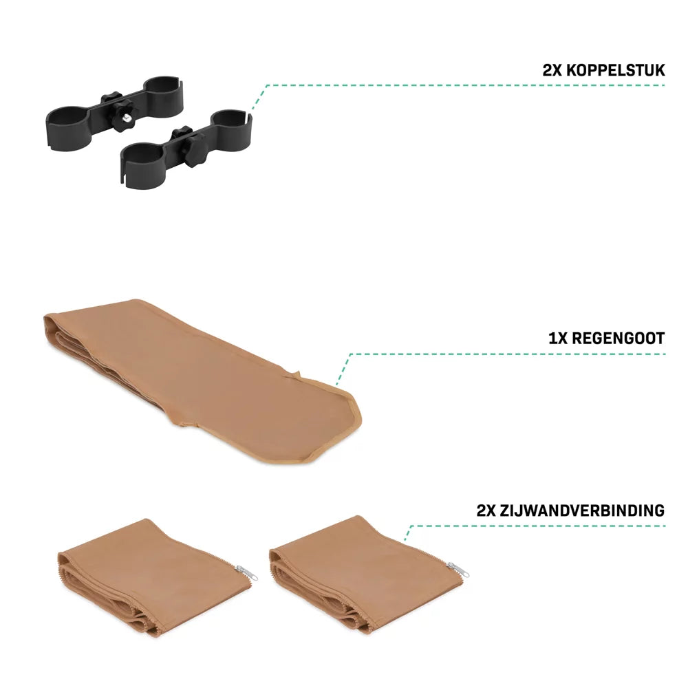 Système d'assemblage VONROC pour tentes de réception 3 x 4,5 m – Kit de raccordement avec gouttière et raccords pour parois latérales – Beige