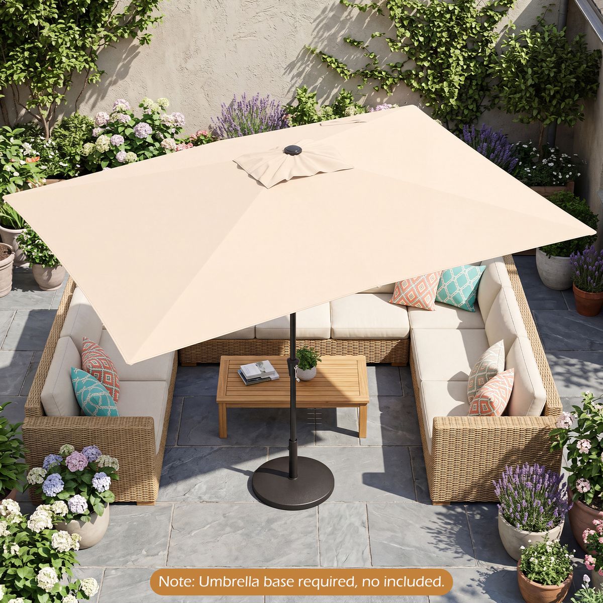 Parasol Coast - angle réglable - rectangulaire 3 x 2 m - beige