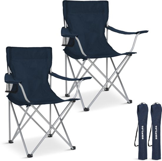TRVLMORE Chaises de camping - pliables - 2-Pack - Capacité de charge 120KG - Sac de transport inclus - Chaise pliante - Chaise de pêche - Chaise de camping - Chaise pliante - Bleu